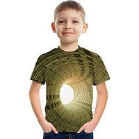 Kids Boys' T shirt Tee Short Sleeve Graphic Optical Illusion Color Block Rainbow Children Tops Summer Active Streetwear Sports 3-12 Years miniinthebox - thumbnail