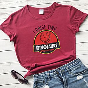 Women's T shirt Graphic Text Letter Print Round Neck Tops 100% Cotton Basic Basic Top White Yellow Wine miniinthebox