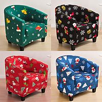 Elastic Tub Sofa Armchair Seat Cover Christmas Printed Sofa Cover Armchair Cover Protector Bathtub Chair Covers Furniture Slipcover miniinthebox - thumbnail