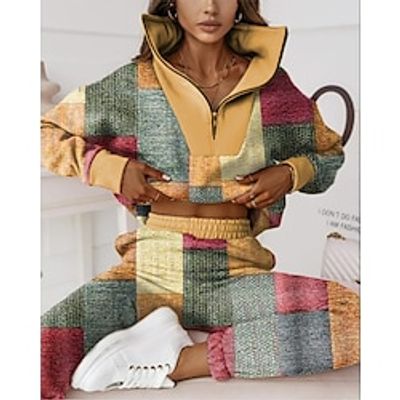 Women's Sweatshirt Tracksuit Pants Sets Graphic Black Pink Wine Print Zipper Long Sleeve Outdoor Casual Sports Daily Stand Collar Regular Fit Fall Winter Lightinthebox Women's Sweatshirt Tracksuit Pants Sets Graphic Black Pink Wine Print Zipper Long Sleeve Outdoor Casual Sports Daily Stand Collar Regular Fit Fall Winter Lightinthebox