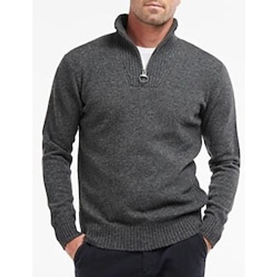 Men's Sweater Pullover Sweater Jumper Jumper Ribbed Knit Regular Knit Quarter Zip Plain Stand Collar Modern Contemporary Work Daily Wear Clothing Apparel Winter Black Brown M L XL miniinthebox