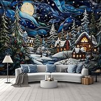 Christmas Snow Forest Hanging Tapestry Wall Art Xmas Scandinavian Folk Art Large Tapestry Mural Decor Photograph Backdrop Blanket Curtain Home Bedroom Living Room Decoration Lightinthebox - thumbnail