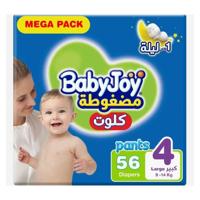 Babyjoy Cullotte Pants Diaper, Mega Pack Large Size 4, Count 56, 9 - 14 Kg