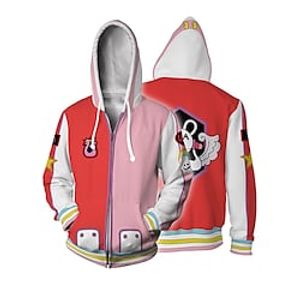 One Piece Film: Red Monkey D. Luffy Cartoon Manga Outerwear Anime Front Pocket Graphic Outerwear For Men's Women's Unisex Adults' 3D Print 100% Polyester Casual Daily miniinthebox