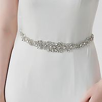 Gemstone  Crystal  Poly  Cotton Blend Wedding  Party  Evening Sash With Splicing  Crystals  Rhinestones Women's Sashes Lightinthebox - thumbnail