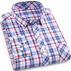Men's Shirt Other Prints Plaid Geometry Print Long Sleeve Casual Tops Designer Blue Purple Yellow miniinthebox