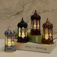 1pc Ramadan Lantern Lamp, Ramadan Retro Christmas Hexagonal Glass Wind Lantern Night Light, LED Electronic Light Up Decoration,room Decor,home Decor Lightinthebox - thumbnail