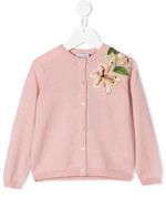 Dolce & Gabbana Kids floral appliqué cardigan - PINK - thumbnail