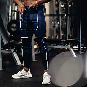 Men's Athleisure Sports Outdoor Sports Casual Sports Pants Sweatpants Pants Solid Color Full Length Patchwork Blue Black Dark Gray miniinthebox