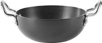 Royalford 13 CM Aluminum Tadka Pan with Stainless Steel Handles-(Black)-(RF11339)