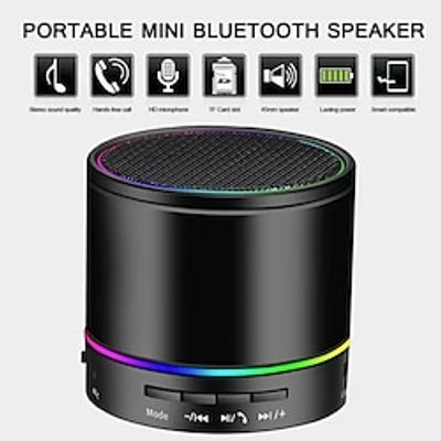 Wireless Bluetooth Speaker Mini LED Best Multi-Function Portable Indoor Outdoor Stereo Bluetooth Speakers Bass HD Surround Built-in Microphone FM Radio Handsfree Call AUX Input miniinthebox