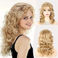 Blonde 20 Inch Long Curly Wavy Hair Wigs Fluffy Soft Hair Wigs With Bangs For Women Synthetic Fiber Hair Wigs miniinthebox