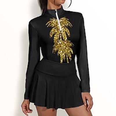Women's Polo Shirt Golf Shirt Breathable Quick Dry Moisture Wicking Long Sleeve Golf Apparel Golf Clothes Regular Fit Zipper Stand Collar Tree Spring Autumn Tennis Golf Pickleball miniinthebox