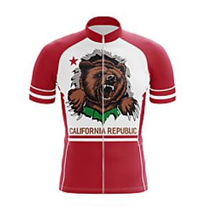 21Grams Men's Short Sleeve Cycling Jersey Summer Spandex Polyester Red and White California Republic Animal Bike Jersey Top Mountain Bike MTB Road Bike Cycling Quick Dry Moisture Wicking Breathable Lightinthebox