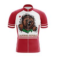 21Grams Men's Short Sleeve Cycling Jersey Summer Spandex Polyester Red and White California Republic Animal Bike Jersey Top Mountain Bike MTB Road Bike Cycling Quick Dry Moisture Wicking Breathable Lightinthebox - thumbnail