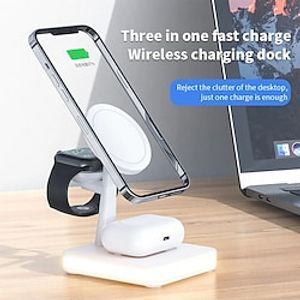 30W 3-in-1 Magnetic Wireless Charging Stand Night light Device Suitable for iPhone 14 13 12 iWatch Airpods PD QC3.0 USB Fast Charging miniinthebox