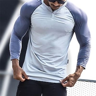 Men's T shirt Tee Color Block V Neck White Street Daily Long Sleeve Patchwork Clothing Apparel Fashion Designer Casual Comfortable Lightinthebox
