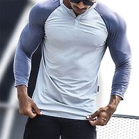 Men's T shirt Tee Color Block V Neck White Street Daily Long Sleeve Patchwork Clothing Apparel Fashion Designer Casual Comfortable Lightinthebox - thumbnail