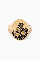 UAE Golden Jubilee Falcon Pinky Ring with Diamond in 18kt Yellow Gold - thumbnail