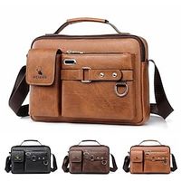 WEIXIER Mens Crossbody Bag Leather Messenger Bags Waterproof Shoulder Bag Satchel Bag Vintage Briefcase Handbags for Travel Work Business Lightinthebox - thumbnail