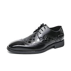 Men's Oxfords Plus Size Leather Loafers Business Casual Outdoor Daily PU Comfortable Lace-up Black Blue Summer Spring Lightinthebox