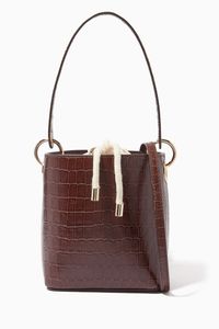 Bucket Bag in Croc-embossed Leather