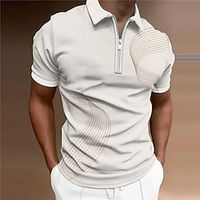 Men's Golf Shirt Curve Turndown Beige Short Sleeves 3D Print Outdoor Street Zipper Print Tops Fashion Designer Casual Breathable  Summer  Spring  Summer Lightinthebox - thumbnail