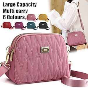 Women's Crossbody Bag Shoulder Bag Wristlet Dome Bag Nylon Outdoor Daily Holiday Zipper Large Capacity Waterproof Lightweight Solid Color Quilted claret Taro purple Dark gold miniinthebox