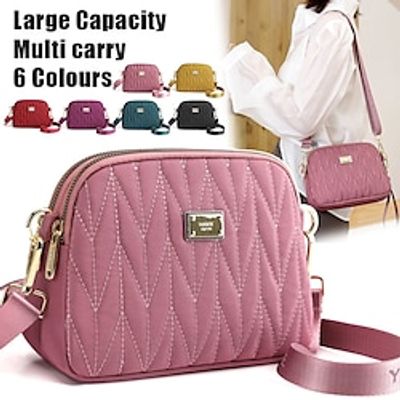 Women's Crossbody Bag Shoulder Bag Wristlet Dome Bag Nylon Outdoor Daily Holiday Zipper Large Capacity Waterproof Lightweight Solid Color Quilted claret Taro purple Dark gold miniinthebox