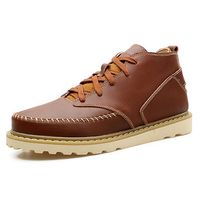 Men's Stylish Leather Splicing Ankle Lace Up Warm Boots