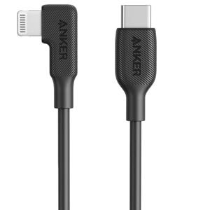 Anker USB C to Right Angle Lightning Cable 6ft B2B - UN Black | Durable | Long length | Right-angle connector