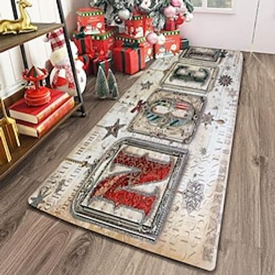Christmas Door Mat Hallway Carpets Area Rugs Washable for Bedroom Living Room Kitchen Bathroom Anti-Slip Floor Mats Lightinthebox