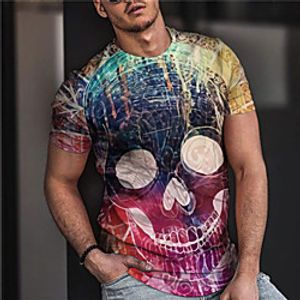 Men's Unisex Tee T shirt Shirt 3D Print Graphic Prints Skull Print Short Sleeve Daily Tops Casual Designer Big and Tall Purple miniinthebox