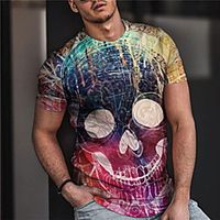 Men's Unisex Tee T shirt Shirt 3D Print Graphic Prints Skull Print Short Sleeve Daily Tops Casual Designer Big and Tall Purple miniinthebox - thumbnail