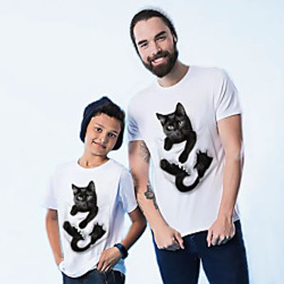 Family Look White Active Graphic Animal Print Short Sleeve Tee  Kids Lightinthebox