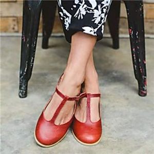 Women's Flats Flat Heel Round Toe PU Solid Colored Burgundy Black Beige miniinthebox