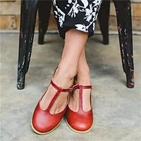 Women's Flats Flat Heel Round Toe PU Solid Colored Burgundy Black Beige miniinthebox - thumbnail