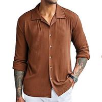 Men's Shirt Button Up Shirt Casual Shirt Summer Shirt Beach Shirt Black White Wine Navy Blue Brown Long Sleeve Plain Camp Collar Hawaiian Holiday Button-Down Clothing Apparel Fashion Casual Lightinthebox