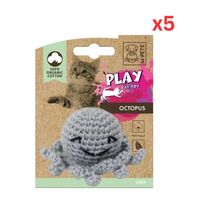 M-PETS Octopus Organic Cotton Cat Toy Grey (Pack Of 5)