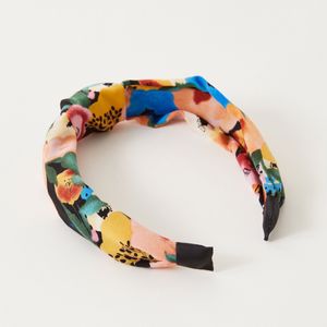 Floral Print Headband with Knot Detail