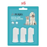 Purry Silicone Dental Care Finger Brushes Set For Pets 3Pcs (Pack of 6)