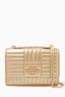 Metallic Quilted Shoulder Bag in Faux Leather - thumbnail