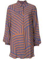 Mads Nørgaard long-line striped shirt - Brown - thumbnail