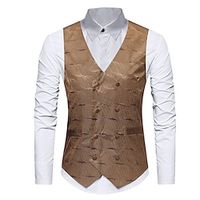 The Great Gatsby Gentleman Retro Vintage 1920s Masquerade Vest Waistcoat Men's Slim Fit Costume Golden  Black  Silver Vintage Cosplay Party Sleeveless Lightinthebox - thumbnail