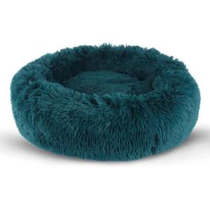 Grizzly Velor Round Plush Blue Green Dog Bed Small - 50 x 15cm