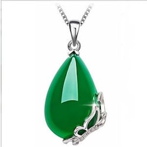 May polly Fashion trend silver plated green chalcedony butterfly Drop Pendant Necklace Lightinthebox