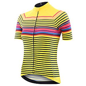 21Grams Women's Short Sleeve Cycling Jersey Summer Spandex Polyester Yellow Stripes Bike Jersey Top Mountain Bike MTB Road Bike Cycling Quick Dry Moisture Wicking Breathable Sports Clothing Apparel miniinthebox