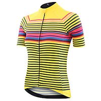 21Grams Women's Short Sleeve Cycling Jersey Summer Spandex Polyester Yellow Stripes Bike Jersey Top Mountain Bike MTB Road Bike Cycling Quick Dry Moisture Wicking Breathable Sports Clothing Apparel miniinthebox - thumbnail