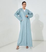 Moistreet Turquoise Cotton Abaya (XS, S, M, L, XL, XXL)