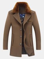 Detachable Furry Collar Wool Coat - thumbnail